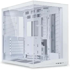 Lian Li O11D Mini V2 Compact ATX Mid-Tower Airflow Computer Case - Panoramic View, Fully Ventilated Airflow, Adjustable I/O, Pillar-Less, Cable Management, White