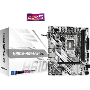 ASRock H610M-HDV/M.2+ D5 LGA 1700 Micro ATX Motherboard, DDR5 Intel H610 SATA 6Gb/s Micro