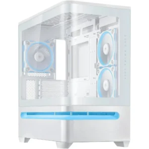 Asus Prime AP202 ARGB mATX PC Case (Tempered Curved Glass, Supports Graphics Cards up to 420mm, 360mm Long Radiators, 3 Built-in ARGB Fans) - White