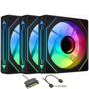 Thunder Flurry TCS-I27B ARGB Infinity 120mm Case Fan Kit, 3 Fan Pack, Black