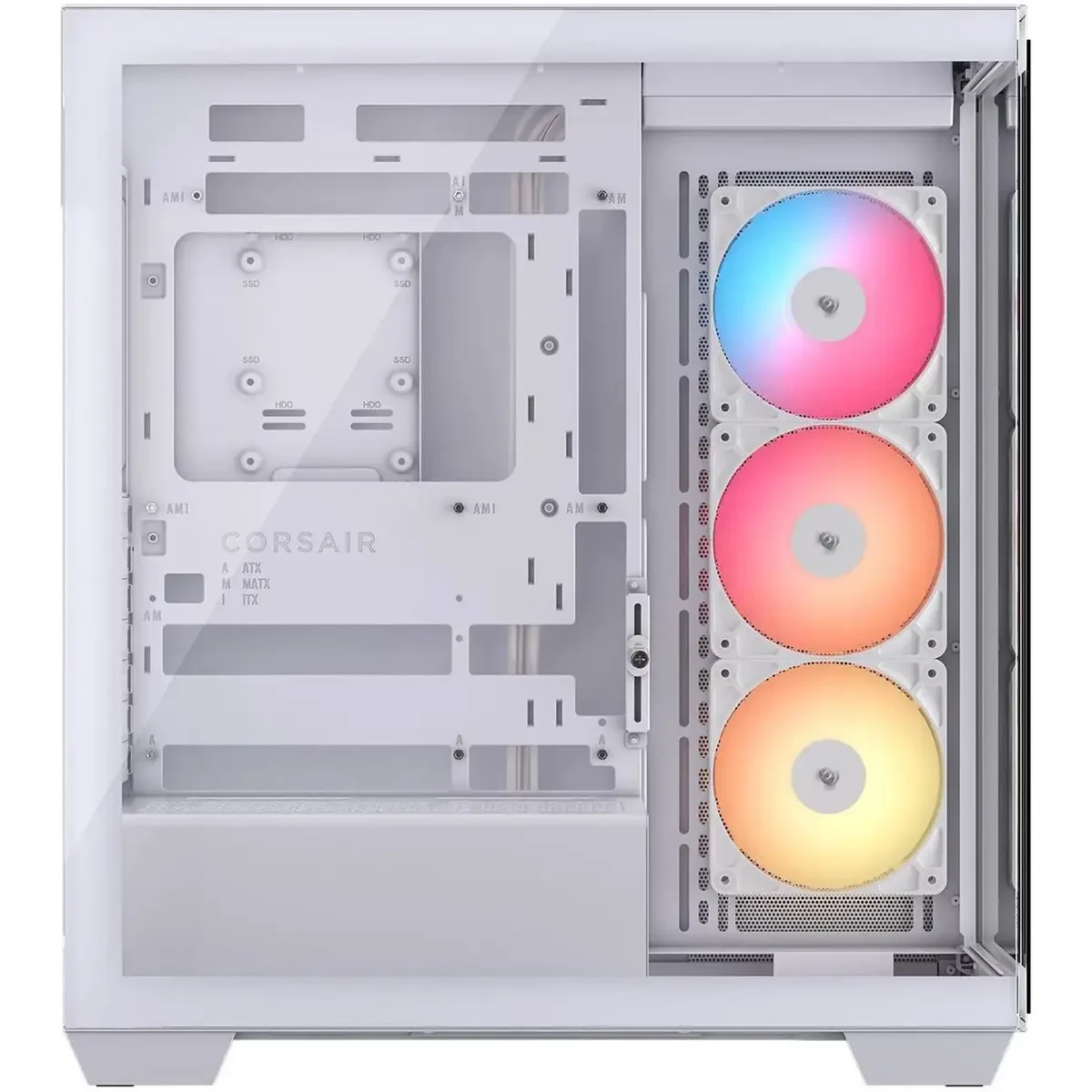 Corsair 3500X RS-R ARGB Mid-Tower PC Case – 3x Pre-Installed RS120-R ARGB Fans, GPU Anti-Sag Arm, Tempered Glass, Fits up to 10x 120mm Fans, Reverse Connection Motherboard Compatible, White - Image 2