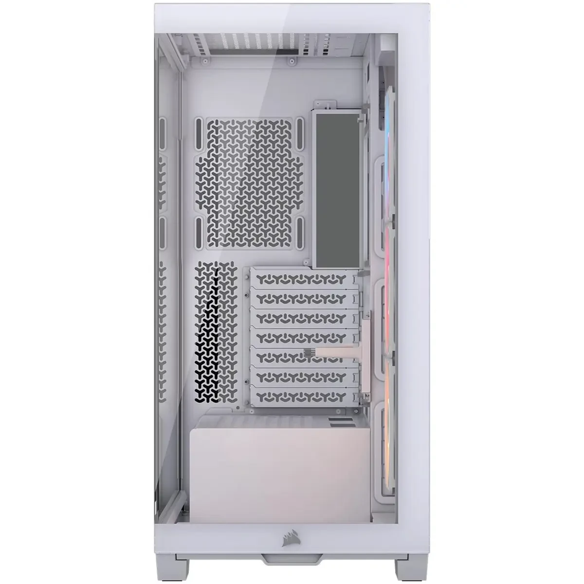 Corsair 3500X RS-R ARGB Mid-Tower PC Case – 3x Pre-Installed RS120-R ARGB Fans, GPU Anti-Sag Arm, Tempered Glass, Fits up to 10x 120mm Fans, Reverse Connection Motherboard Compatible, White - Image 4