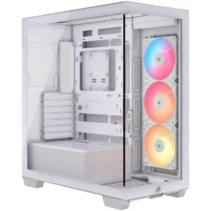 Corsair 3500X RS-R ARGB Mid-Tower PC Case – 3x Pre-Installed RS120-R ARGB Fans, GPU Anti-Sag Arm, Tempered Glass, Fits up to 10x 120mm Fans, Reverse Connection Motherboard Compatible, White