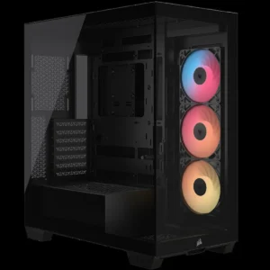 Corsair 3500X RS-R ARGB Mid-Tower PC Case – 3x Pre-Installed RS120-R ARGB Fans, GPU Anti-Sag Arm, Tempered Glass, Fits up to 10x 120mm Fans, Reverse Connection Motherboard Compatible, Black