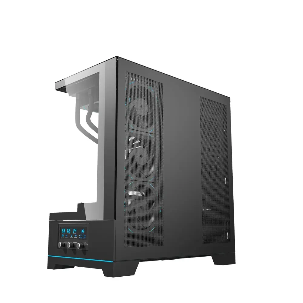 DarkFlash DY451 Pro Tempered Glass ATX PC Case, 2x USB 3.0, 1x Type-C, Four-Level Cooling System, Adjustable Fan Speed, Temperature Digital Display, 1x Pre-Installed ARGB Fan - Black - Image 5