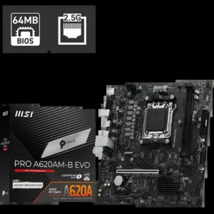 MSI Pro A620AM-B EVO DDR5 AMD AM5 microATX Motherboard