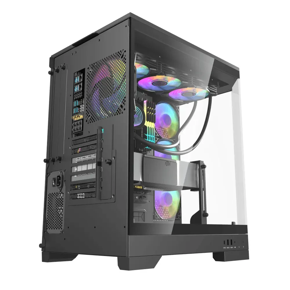 DarkFlash DQX90 Luxury Desktop PC Mid-Tower ATX Gaming Case, 4 ARGB Fans - Black - Image 4