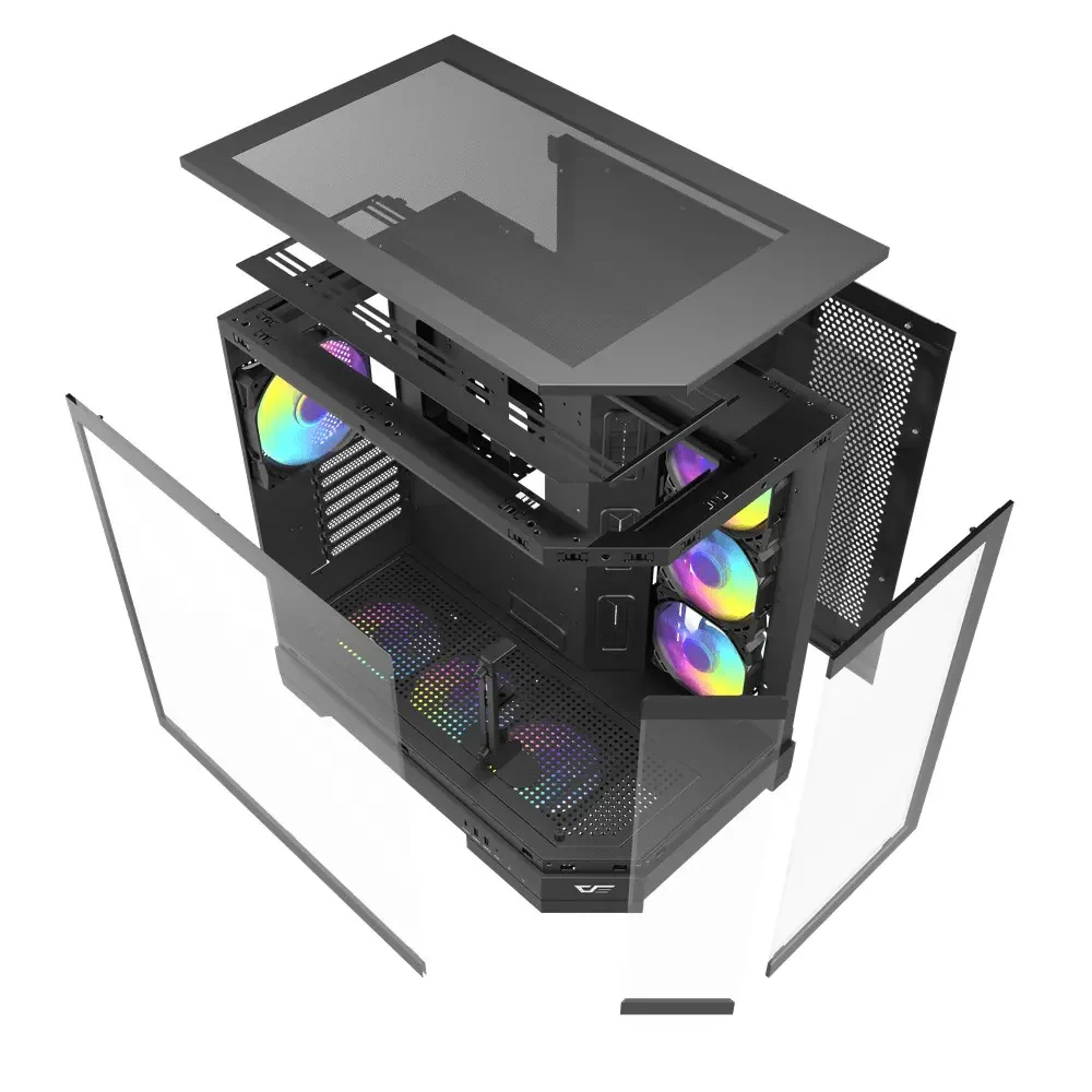 DarkFlash DQX90 Luxury Desktop PC Mid-Tower ATX Gaming Case, 4 ARGB Fans - Black - Image 6