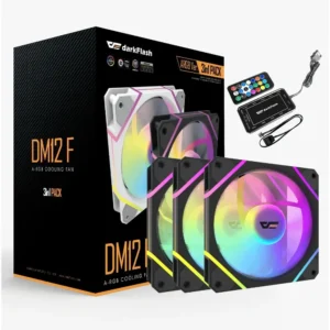 DarkFlash DM12 Pro ARGB 3-in-1 120mm Cooling Case Fan Kit – Black