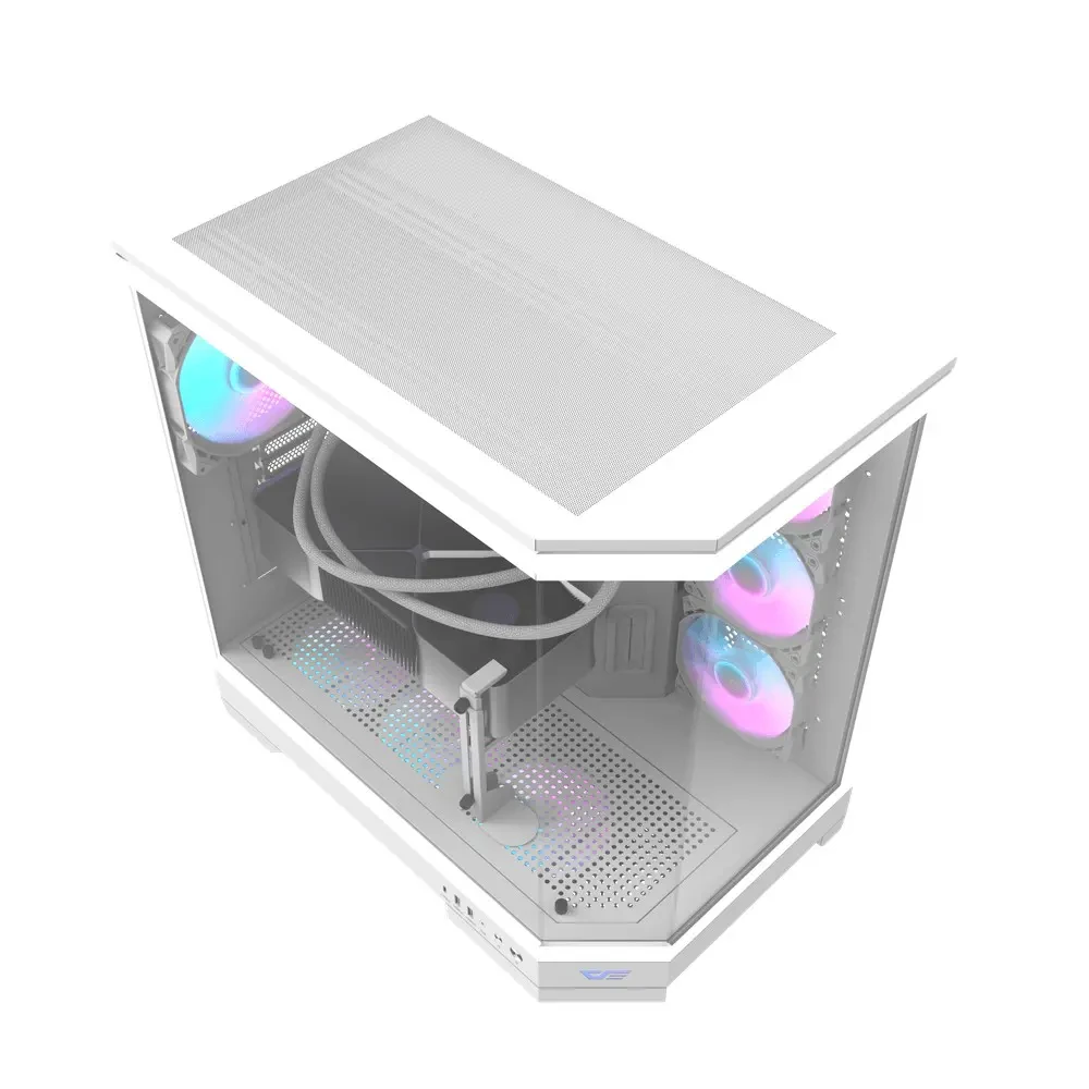 DarkFlash DQX90 Luxury Desktop PC Mid-Tower ATX Gaming Case, 4 ARGB Fans - White - Image 3