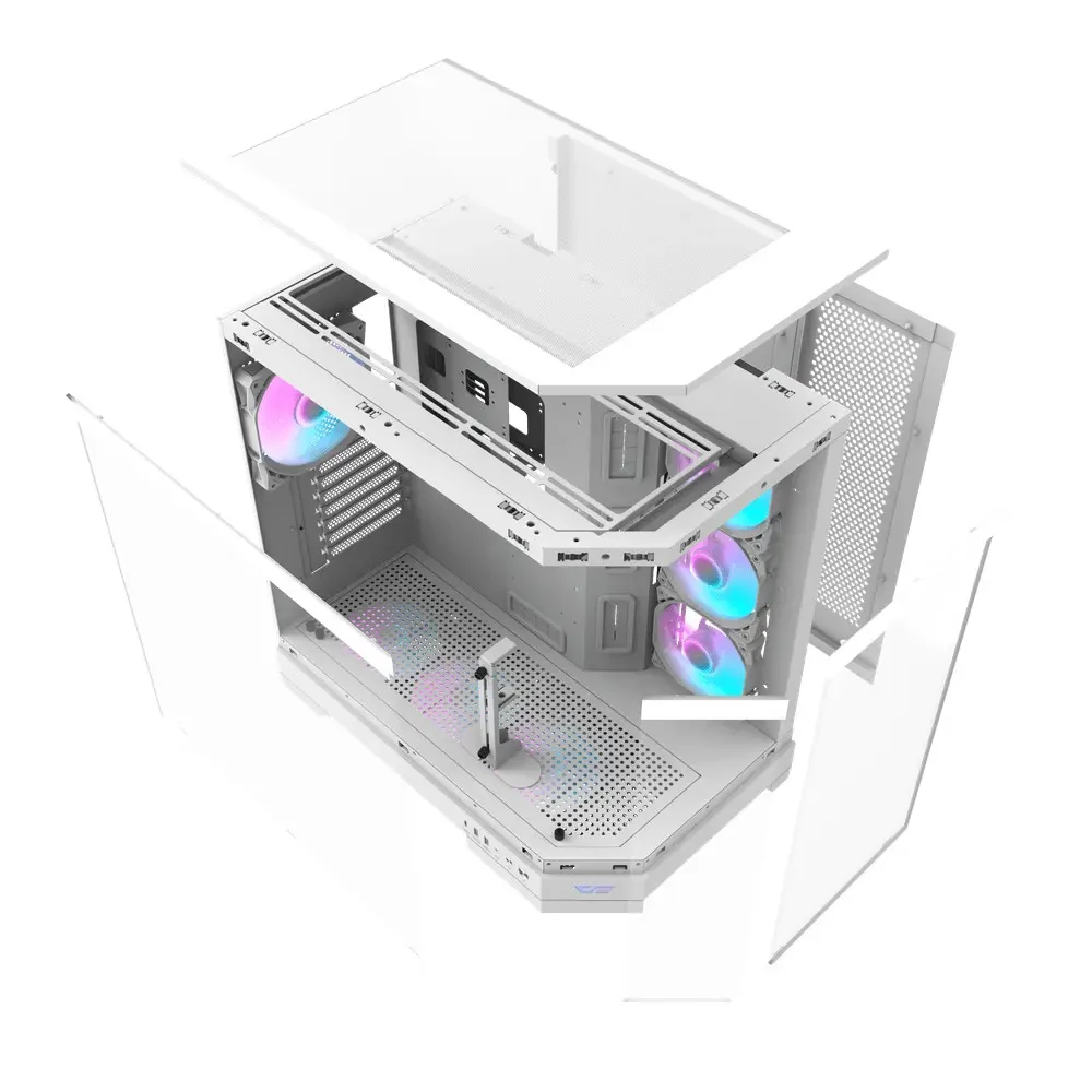 DarkFlash DQX90 Luxury Desktop PC Mid-Tower ATX Gaming Case, 4 ARGB Fans - White - Image 5