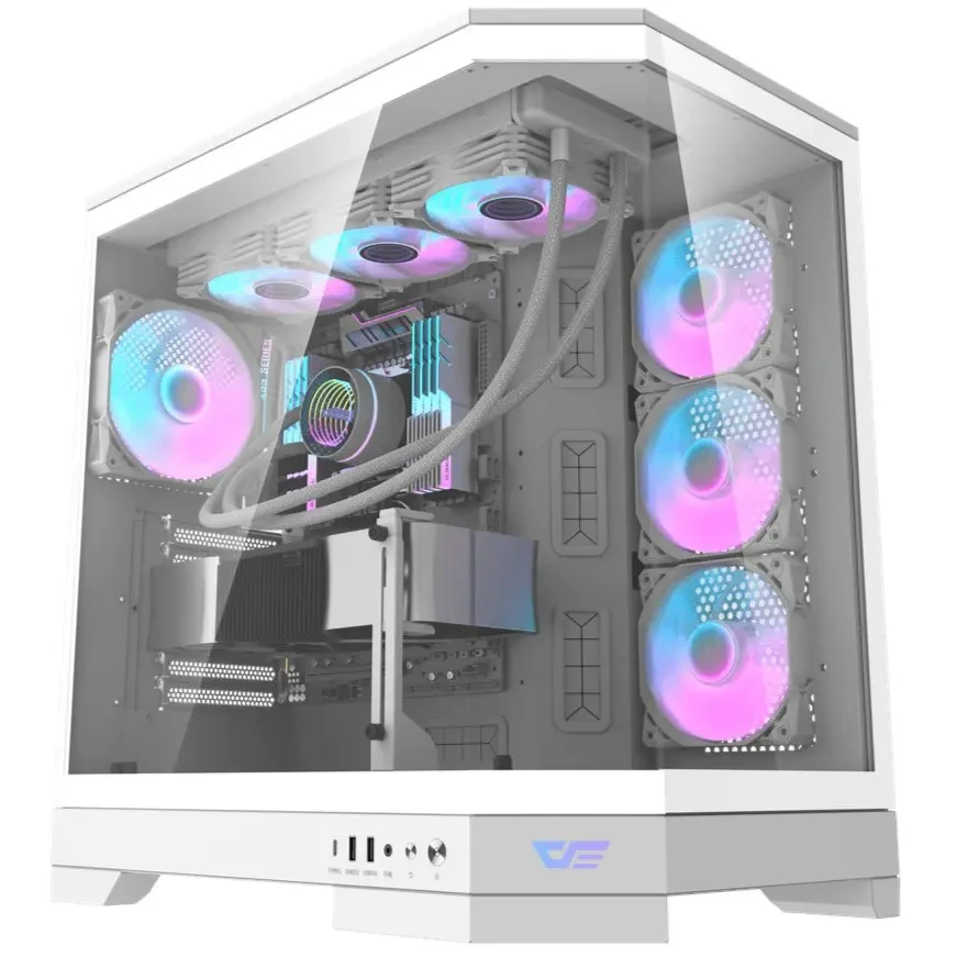 DarkFlash DQX90 Luxury Desktop PC Mid-Tower ATX Gaming Case, 4 ARGB Fans - White