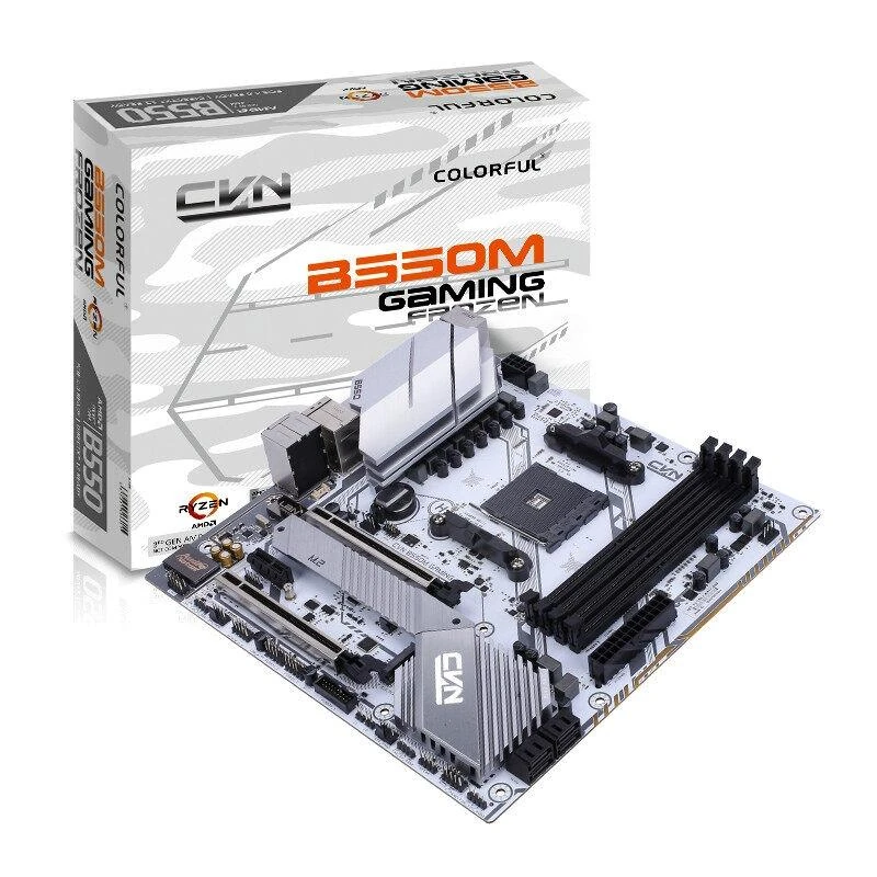 Colorful CVN B550M Gaming Frozen V14 Motherboard - Supports AMD 5000 Gen Series (AMD B550/AM4), microATX, 5V ARGB