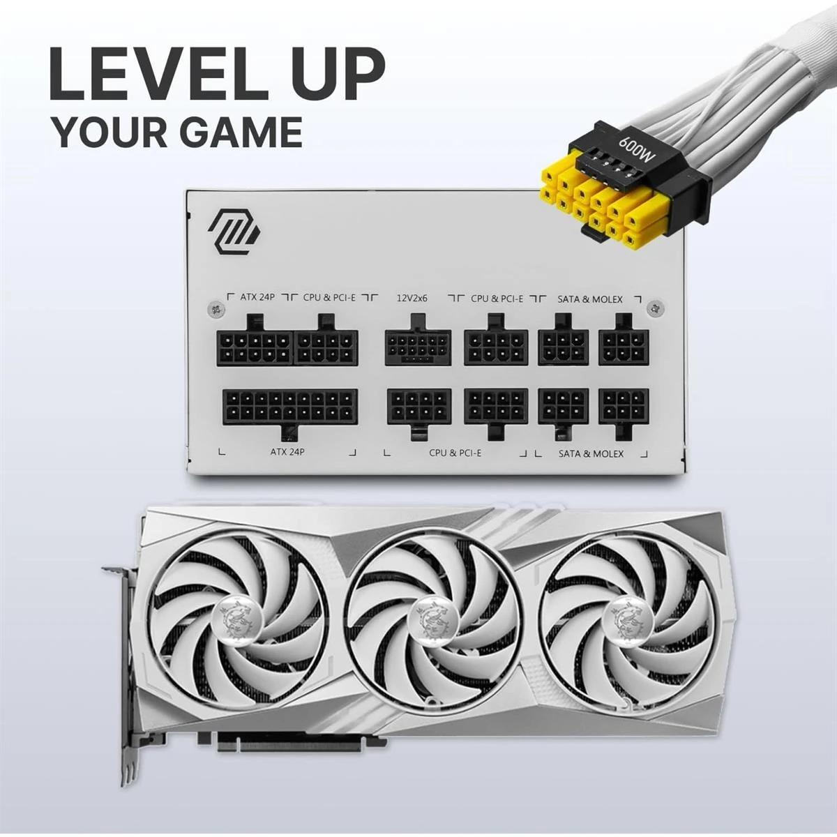 MSI MAG A850GL PCIE 5 White Gaming Power Supply, Full Modular, 80 Plus Gold Certified 850W, Compact Size, ATX PSU - Image 2