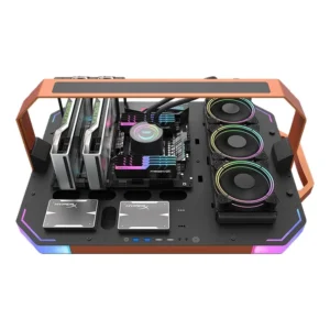 DarkFlash Blade-X Chassis Open Frame Structure, Gaming PC Case, Supports Water Cooling Units up to 16.5 inches (420 mm), Equipped with ARGB Controller, Equipped with 2 ATX Power Supply