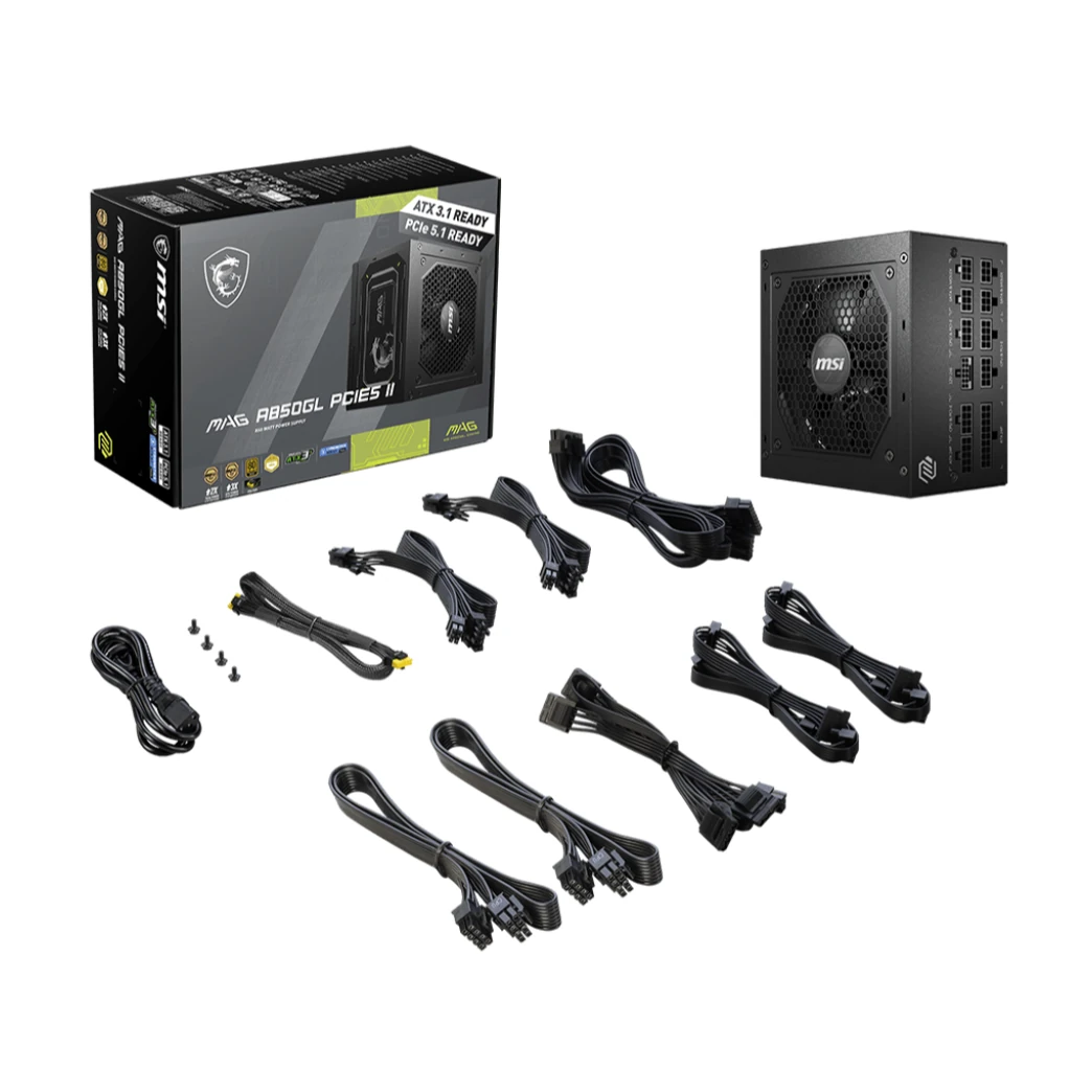 MSI MAG A850GL PCIE5 II & ATX 3.1 Gaming Power Supply, Full Modular, 80 Plus Gold Certified 850W, Compact Size, ATX PSU - Image 5