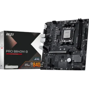 MSI Pro B840M-B Motherboard, mATX - Supports AMD Ryzen 9000/8000/7000 Processors, AM5 - DDR5 Memory Boost (8000+ MT/s OC), PCIe 4.0 x16, M.2 Gen4, 2.5G LAN