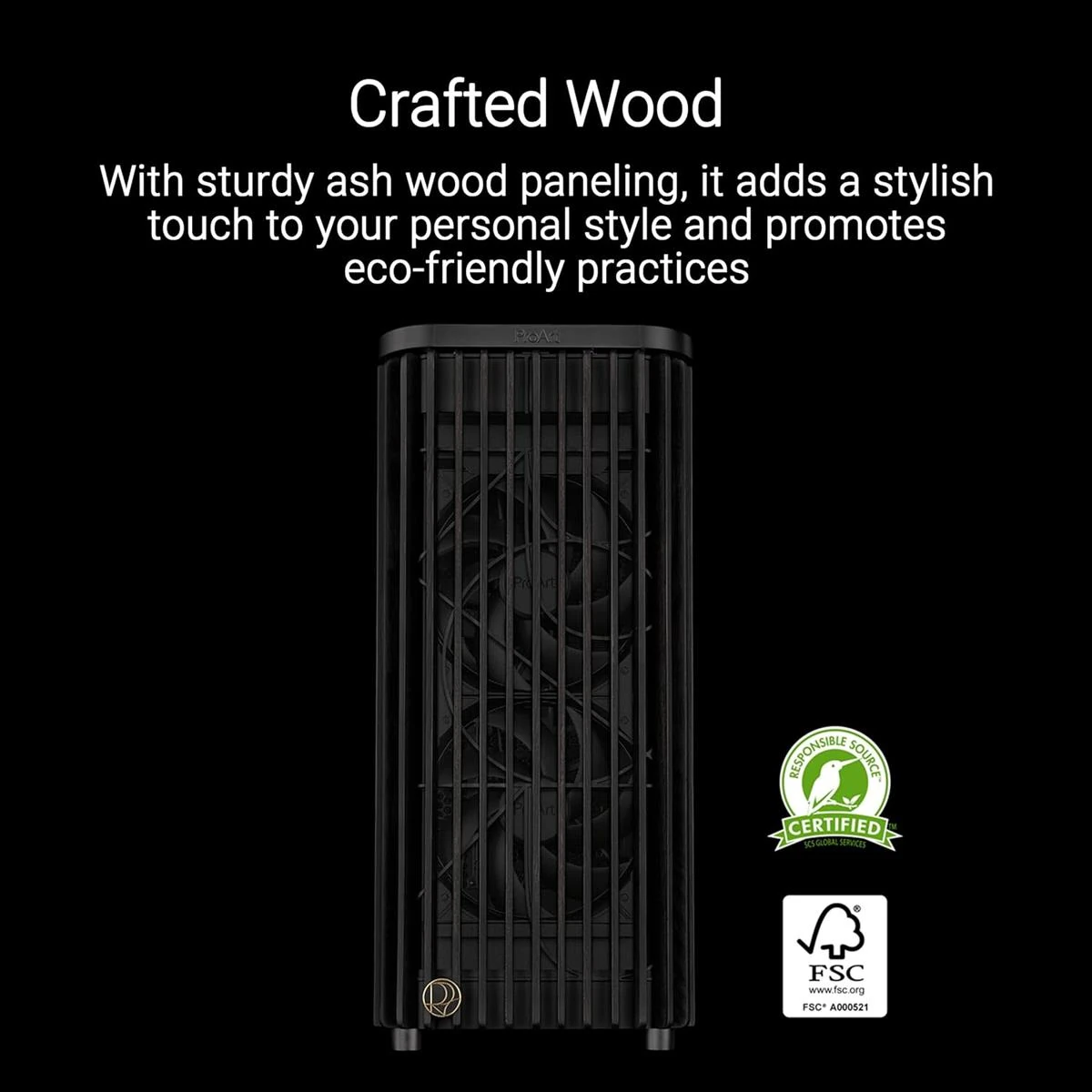 Asus ProArt PA401 Wood Edition ATX PC Case Metal Panel (Metal Side Panel, 240 mm Radiator Mount, 160 x 32 mm Fan, Removable Power Supply Holder, Rear Cable Clamps) - Image 2