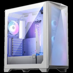 MSI MPG GUNGNIR 300R Airflow White - Premium Mid-Tower Gaming PC Case, Tempered Glass Side Panel, ARGB 120mm Fans, Liquid Cooling Support up to 360mm Radiator - White Color Case