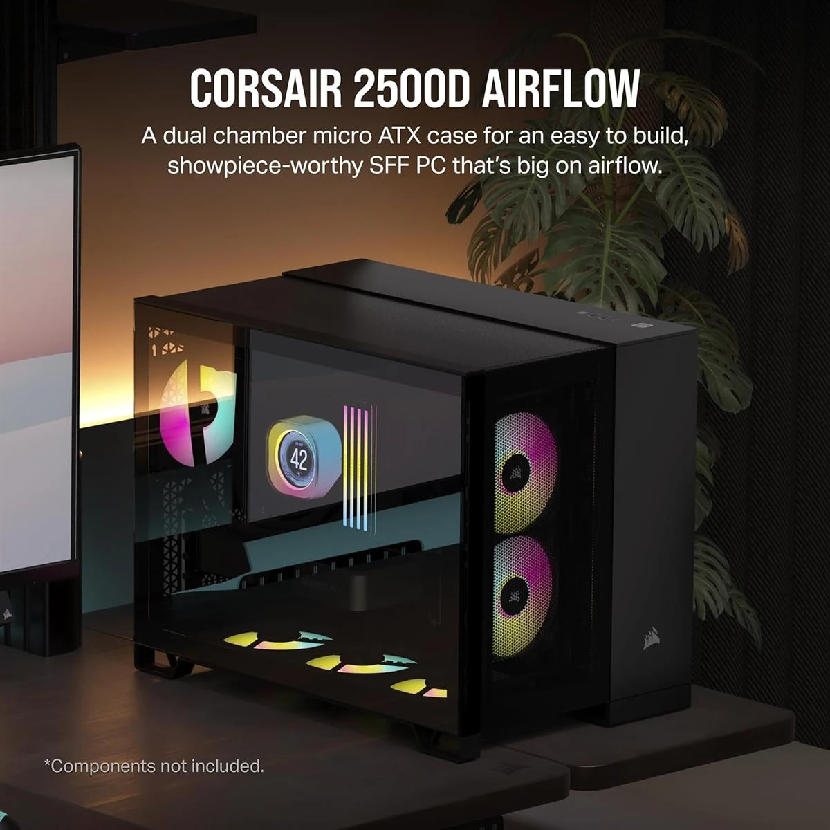Corsair 2500D Airflow Mid-Tower Dual Chamber microATX Case - Black - Image 2