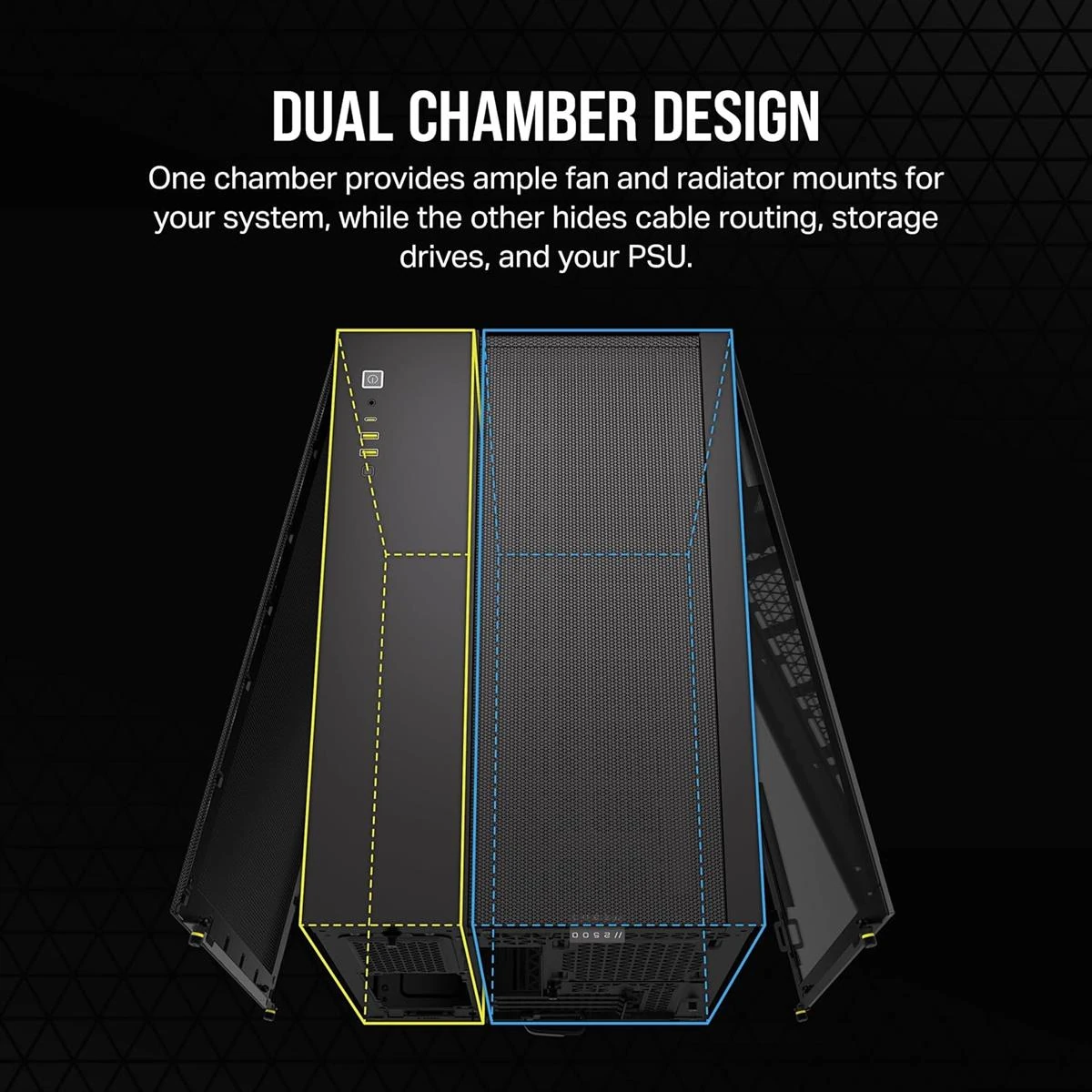 Corsair 2500D Airflow Mid-Tower Dual Chamber microATX Case - Black - Image 3