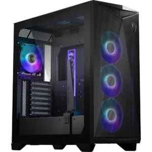 MSI MPG GUNGNIR 300R Airflow Mid-Tower PC Case - E-ATX Capacity, 4x 120 mm ARGB Fans with Hub Controller, Vertical GPU Support & Stand, Dust Filters, Cable Routing, USB Type-C (20Gbps), Black