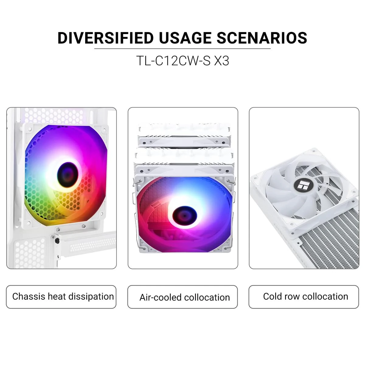 Thermalright TL-C12CW-S X3 CPU Fan 120mm White ARGB Case Cooler, 4pin PWM Silent Computer Cooling Fan with S-FDB Bearing Included, up to 1550RPM( (3 Quantities) - Image 6
