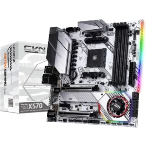Colorful CVN X570M Gaming Frozen V14 Micro ATX Gaming Motherboard - AMD X570M Ryzen 2000/3000/5000 Gen with AM4 DDR4 SATA 6Gb/s/ 2xM.2 Slots RTL8111H 1000M LAN/USB 3.1/2-Way AMD Crossfire