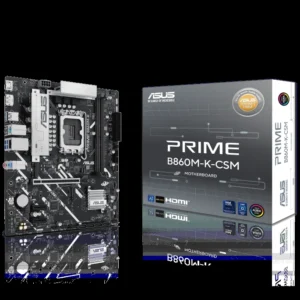 Asus Prime B860M-K-CSM B860 LGA 1851 microATX Motherboard, Intel Core Ultra Series 2 Ready, Advanced AI PC-Ready, 6+1+1+1 Power Stage, DDR5, PCIe 5.0, Thunderbolt 4 USB Type-C, 2x M.2, 2.5Gb