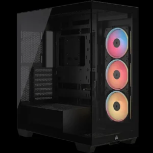 Corsair 3500X LX-R RGB Mid-Tower PC Case – 3x Pre-Installed LX120-R ARGB Fans with iCUE LINK System Hub, GPU Anti-Sag Arm, Tempered Glass, Fits up to 10x 120mm Fans, Reverse Connection Motherboard Compatible, Black