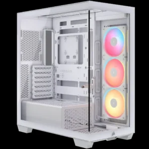 Corsair 3500X LX-R RGB Mid-Tower PC Case – 3x Pre-Installed LX120-R ARGB Fans with iCUE LINK System Hub, GPU Anti-Sag Arm, Tempered Glass, Fits up to 10x 120mm Fans, Reverse Connection Motherboard Compatible, White