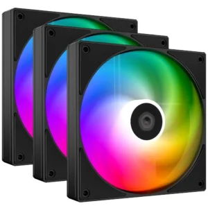 ID-Cooling AS-120-ARGB-K Trio 120mm Case Fan, 58CFM, 1.94mmH2O, 27.2dB(A)Max, Female/Male Connector - Black