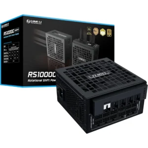 Lian Li RS 1000W Rotational Shift Fully Modular ATX Power Supply (W/USB Fan Hub) 90° AC Inlet, Cybenetics Platinum, 80+ Gold, ATX 3.1, PCIe 5.1, 12V-2×6 Cable, Black
