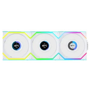 Lian Li UNI Fan SL LCD Wireless 120mm ARGB Fan - Triple Pack, 1.6" LCD, 2.4 GHz Wireless Signal for RGB Control, Daisy-Chain Design, Controller Included and Required - White