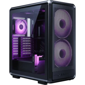 Cooler Master MasterFrame 500 Mesh aRGB Black Freeform 2.0 Modular Platform Open-Air ATX Mid-Tower Case, Aluminum Frame, Dual 200mm aRGB Fans, 390mm GPU Max, 360mm AIO Max, Type C, Tempered Glass