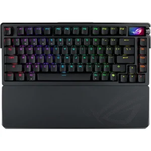 Asus Rog Azoth Extreme 75% Custom Wireless Mechanical Gaming Keyboard, Aluminum Chassis, Carbon Fiber Positioning Plate, Adjustable Gasket Mount, Three-Layer Dampening, Color OLED Touchscreen, ROG NX Snow Switches, PBT Keycaps