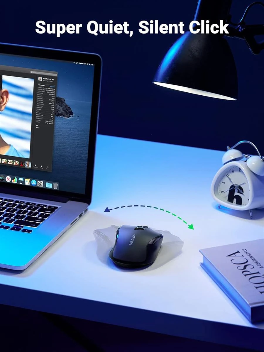 Ugreen Wireless Mouse 2.4GHz with USB Receiver, 5-Level 4000 DPI 6 Buttons, 18 Months Battery Life Cordless Mouse, Ergonomic Computer Mice for Laptop, Computer, PC, MacBook, Chromebook - Black - Image 5