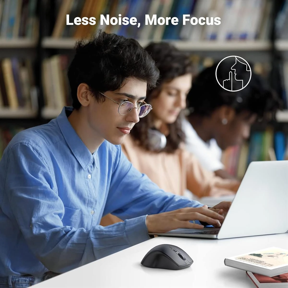 Ugreen Wireless Mouse, Ergonomic Bluetooth 5.0 Mouse for Laptop, 2.4G Cordless Mouse with USB Receiver, 1000/1600/2000/4000 DPI, 5 Buttons Silent Mice for MacBook, PC, Desktop, Chromebook, Black - Image 4