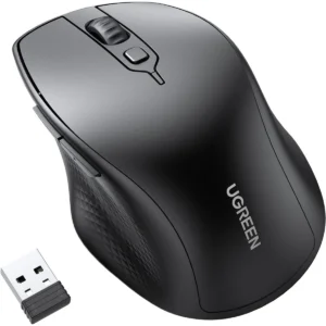 Ugreen Wireless Mouse, Ergonomic Bluetooth 5.0 Mouse for Laptop, 2.4G Cordless Mouse with USB Receiver, 1000/1600/2000/4000 DPI, 5 Buttons Silent Mice for MacBook, PC, Desktop, Chromebook, Black