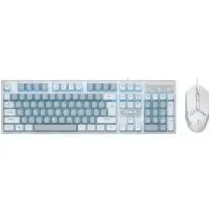 Aula F3061 Anti-Ghosting Gaming Keyboard & Mouse Combo, Wired Backlit Rainbow LED Keyboard & 1200 DPI Gaming Mouse for PC/Laptop (White Gray)