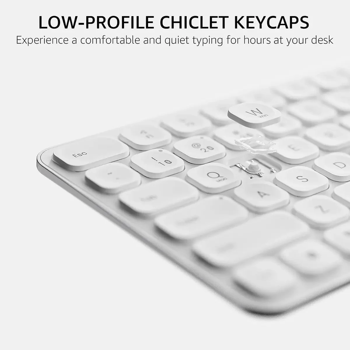Rapoo E9050L Bluetooth Wireless Multi-Device Keyboard (4 Devices), Rechargeable, Led Indicators, Ultra-Thin, Ergonomic, Compatible with Windows, iOS, Android, Tab, Smartphones - White - Image 6