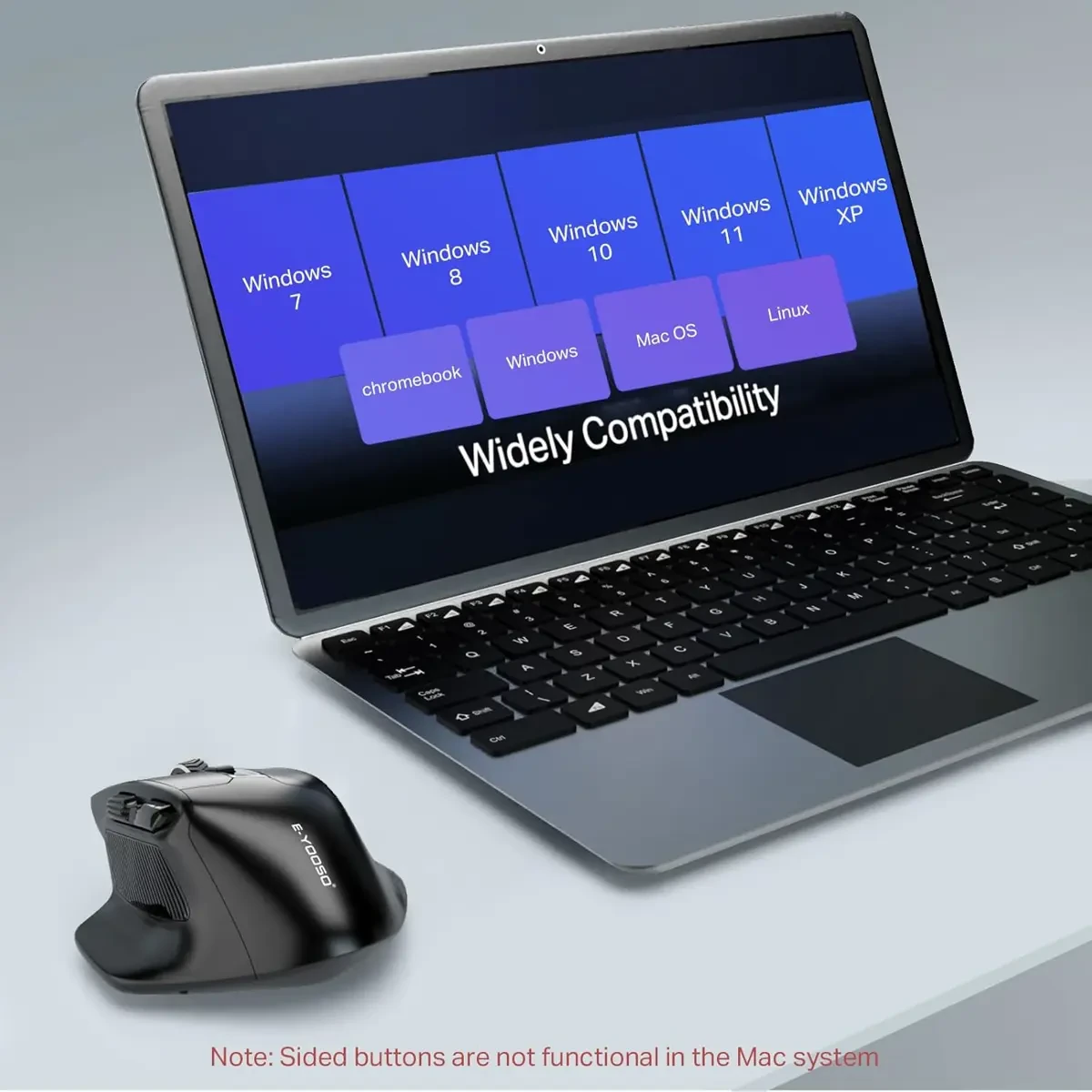 E-Yooso X31 Large Wireless Mouse for Big Hands, X-31 Cordless Ergo Computer Mouse, 6 Buttons, 5-Level 4800 DPI, 18 Months Battery Life, for Laptop, PC, Chromebook (Black) - Image 6