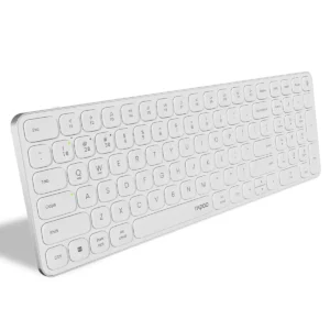 Rapoo E9350L Bluetooth Wireless Multi-Device Keyboard (4 Devices), Numpad, Led Indicators, Ultra-Thin, Ergonomic, Compatible with Windows, iOS, Android, Tablets, Smartphones - White
