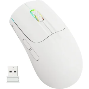 Attack Shark X5 Wireless Gaming Mouse with Tri-Modes BT 5.1/2.4Ghz/USB-C, Lightweight 49g, PAW3212 Optical Sensor, Rechargeable Battery, RGB LED Honeycomb Mice for PC/Tablet/Desktop/Office/Games - White