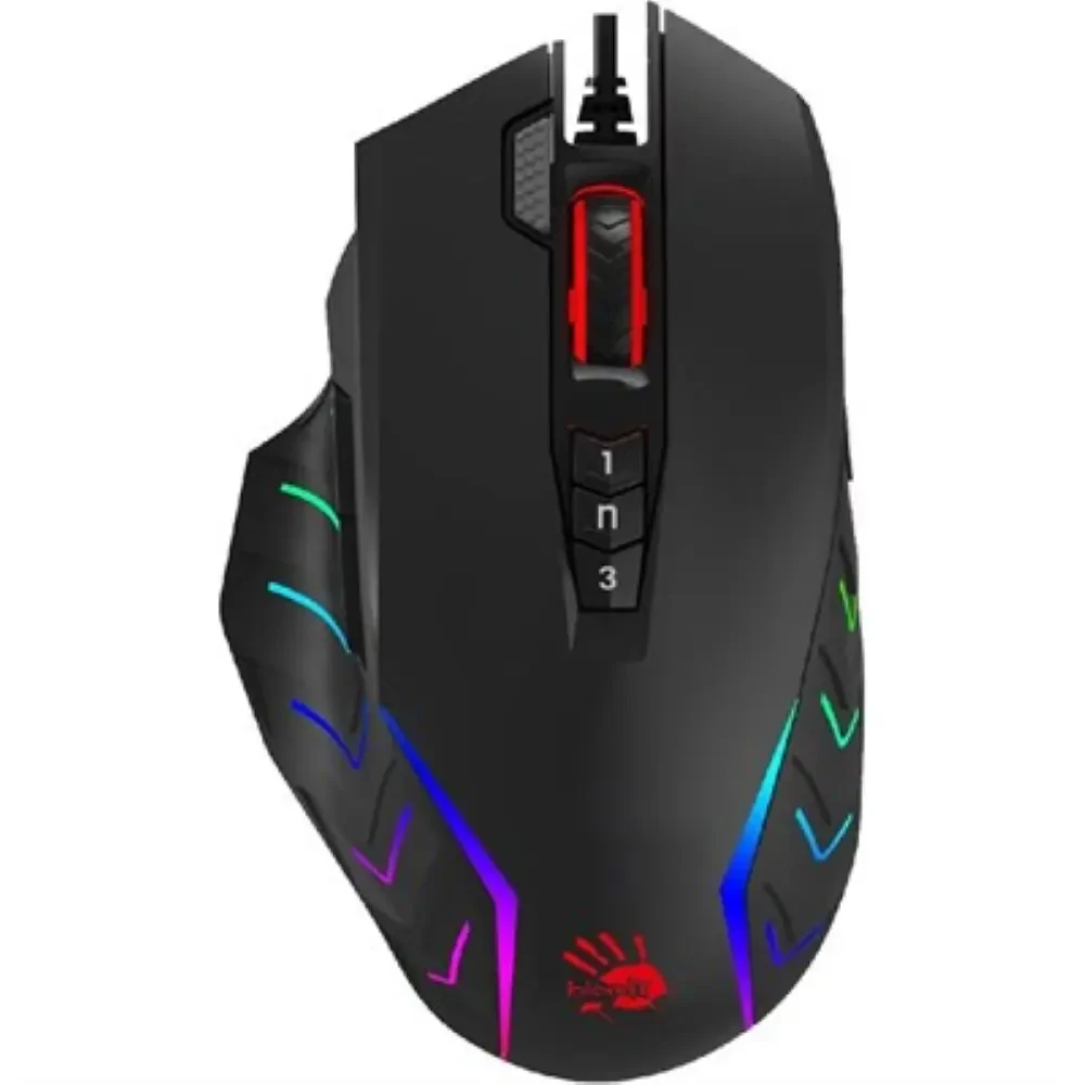 Bloody J95S 2-Fire RGB Animation Wired Gaming Mouse - Stone Black, Activated - Image 2