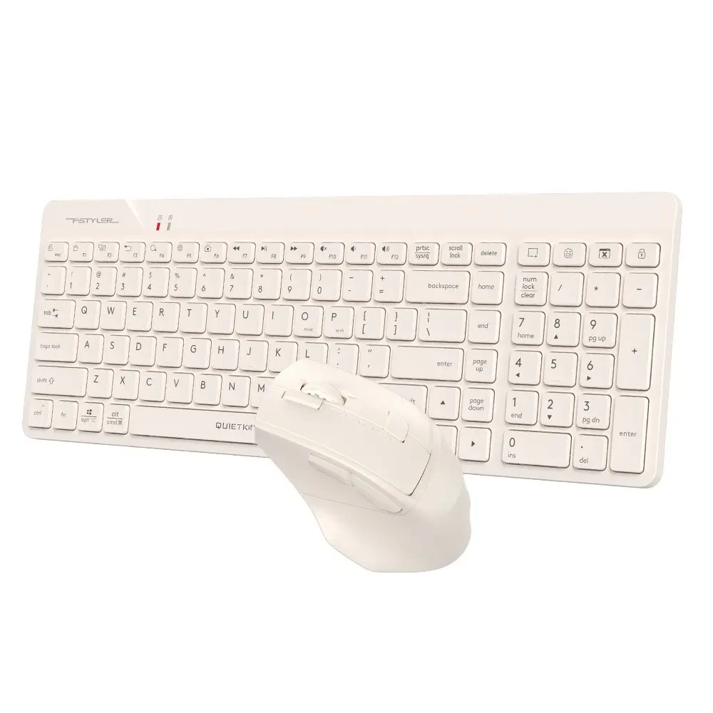A4Tech Fstyler FG2400 Air2 2.4G Wireless Power-Saving QuietKey Keyboard & Mouse Combo - Beige, US Layout