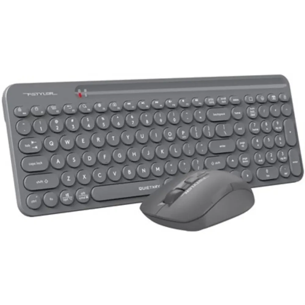 A4Tech Fstyler FG3300 Air2 2.4G Wireless Power-Saving 2-Zone QuietKey Keyboard & Mouse Combo - Grey, US Layout