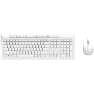 Rapoo 8210M Wireless Keyboard and Mouse Combo, Multi-Mode Connectivity, BT5.0/2.4 GHz, Adjustable DPI Optical Mouse (White)