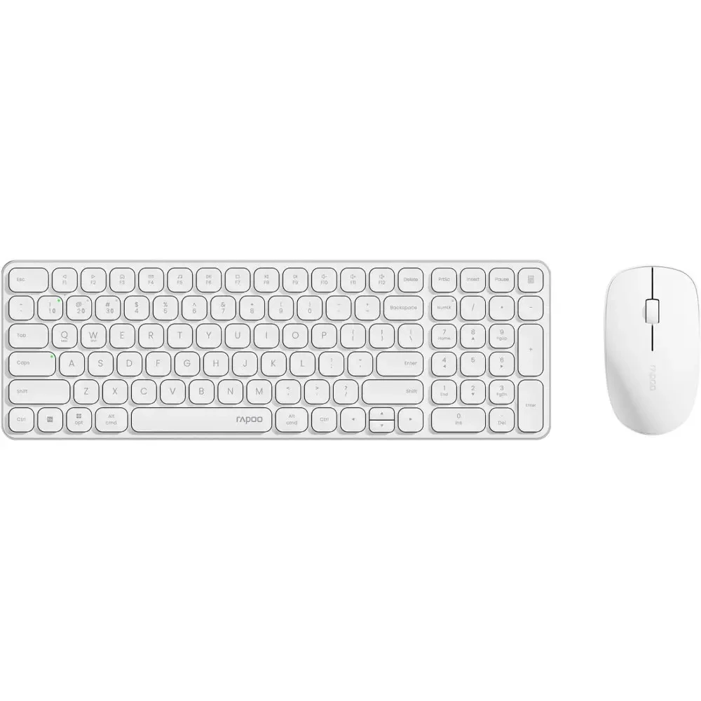 Rapoo 9320M Multi-Mode Wireless Optical Mouse & Keyboard Combo - White