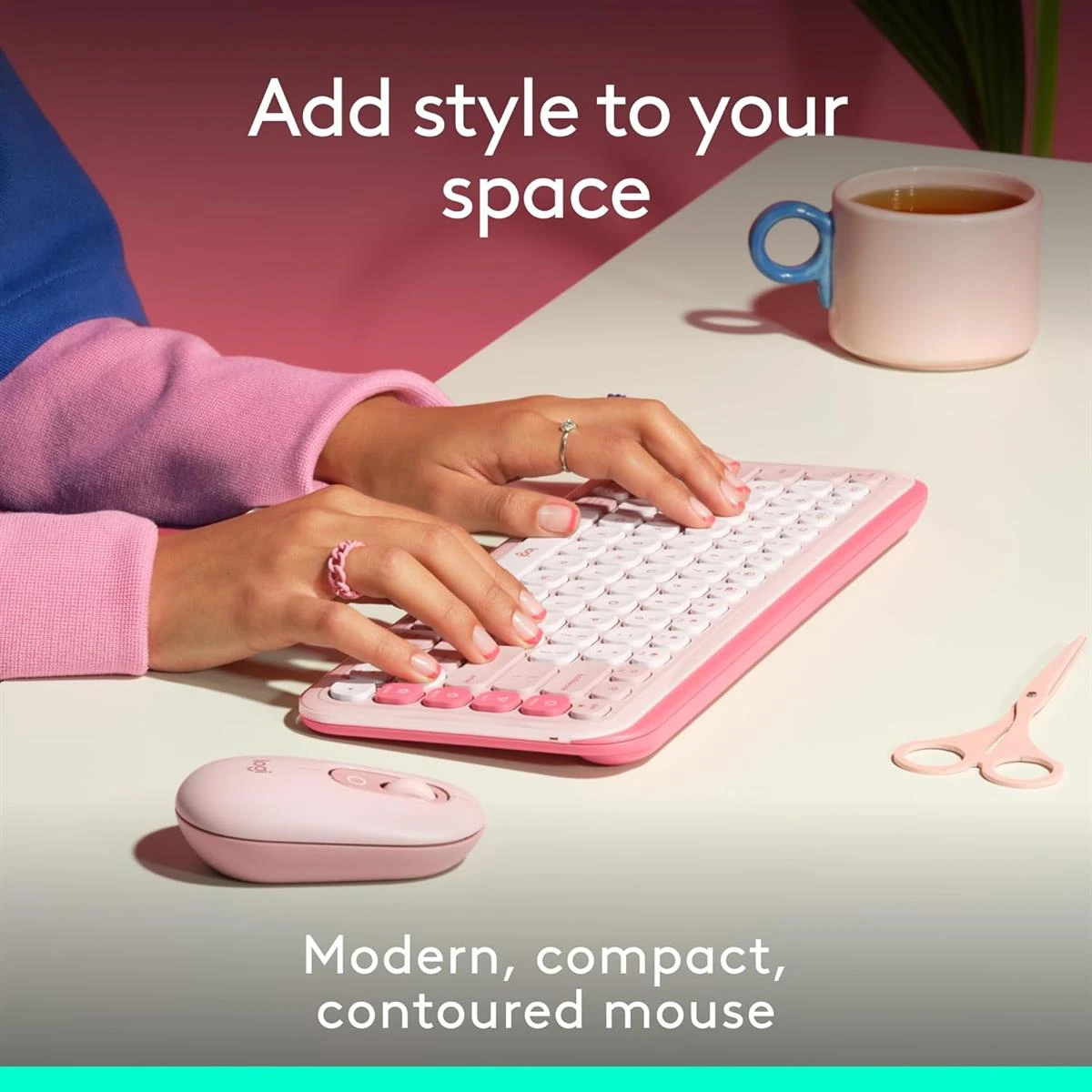Logitech POP Mouse, Wireless Mouse with Customizable Emojis, SilentTouch Technology, Precision/Speed Scroll, Compact Design, Bluetooth, Multi-Device, OS Compatible - Rose - Image 2